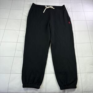 Polo Ralph Lauren Sweat Pants Womens XL Black Jogger Lounge Preppy Sporty Pony